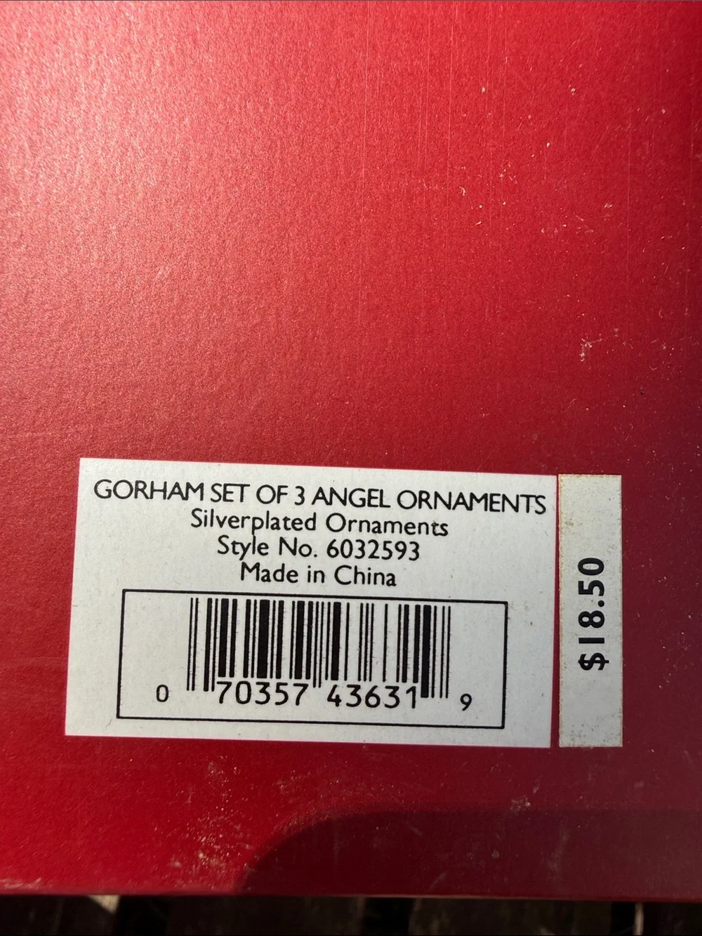 Gorham Silver Plated Angel Ornaments with Red Ribbon Accents Hope Peace Love